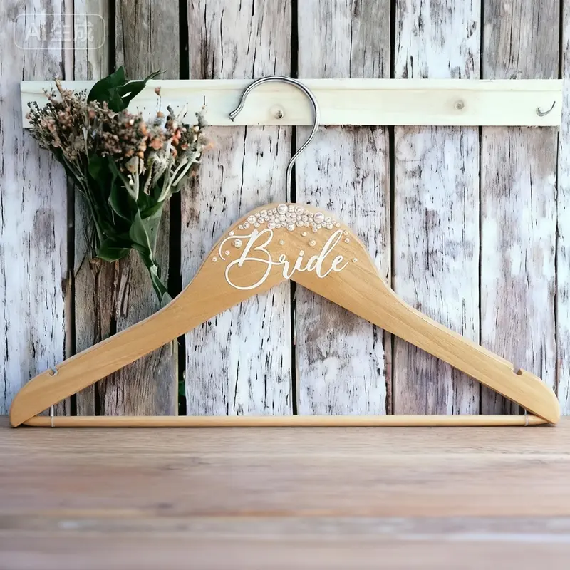 Wedding Hanger Bride Wooden Bridal Hanger for Wedding Party Gifts Bachelorette Party Decoration Bridal Shower Bridemaid Favors Hanging Accessory