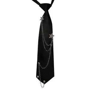Fashion Pre-tied JK Neck Tie Punk JK Preppy Bowtie Adjustable Vintage Star Chain Necktie for Men Women