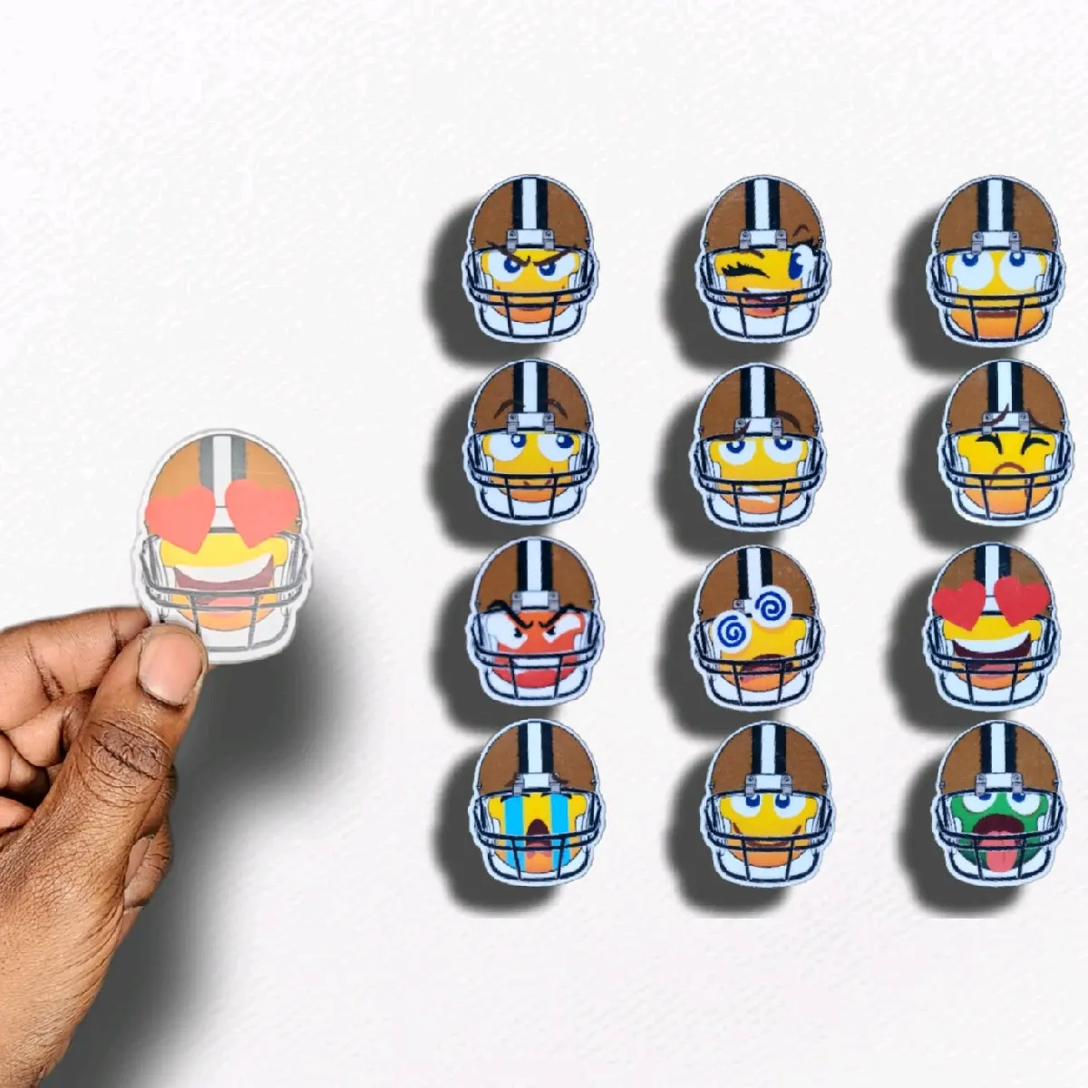 Kiss Cut Stickers Set of 12 - "Gridiron Faces" New Orleans Football
