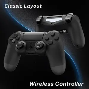 Upgraded 3.0 version wireless game controller for PC; features strong vibration and a classic layout that evokes childhood memories; compatible with PlayStation 4; black.