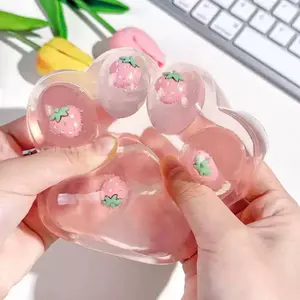 Strawberry Transparent Giant Cat Paw Squishy Squeeze Toy, Cute Finger Toy, Stress Relief Toy, Sensory Stress Reliever, Perfect for Party Gifts, Birthday Gifts, Valentine's Day Gifts