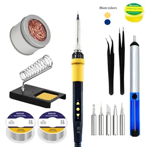 Professional Heavy Duty Electronic Soldering Iron Kit, Adjustable Temperature Digital Display, Includes 5 Solder Tips, Desolder Pump, Tweezers, Rosin, DIY Jewelry Repair Tools, Home