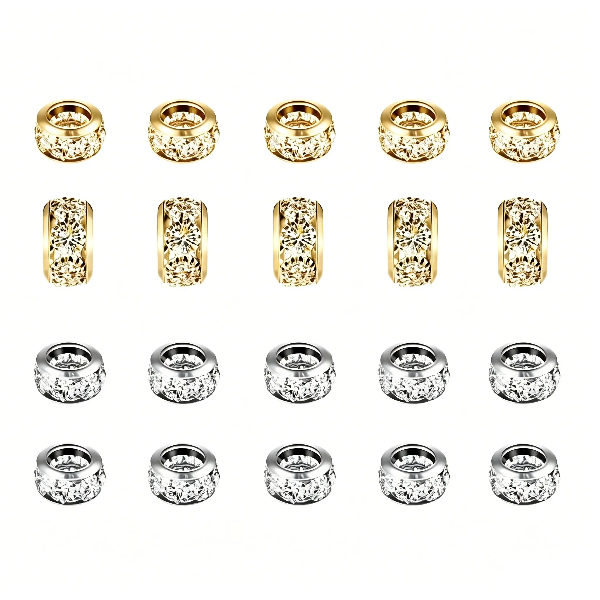 20pcs Silver Color Large Hole Rhinestone Beads, Decoration Beads, DIY Handmade Jewelry Making, Bracelet Necklace Accessories, Diy Beading Accessories, Valentine's Day Gift