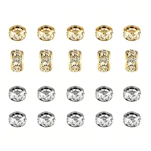 20pcs Silver Color Large Hole Rhinestone Beads, Decoration Beads, DIY Handmade Jewelry Making, Bracelet Necklace Accessories, Diy Beading Accessories, Valentine's Day Gift