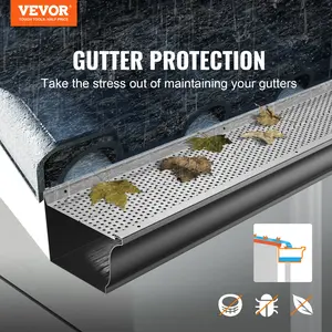 VEVOR Gutter Guard, Summervibes, 6 inch Width, Aluminum Leaf Filter DIY Gutter Cover, 26 PCS 104 ft Total Length, 0.157'' Hole Diameter & 0.02'' Thick Gutter Guards Fits Any Roof or Gutter Type