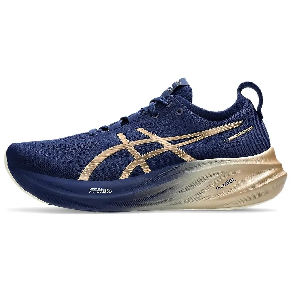 ASICS GEL Nimbus 26 Platinum Blue Expanse Champagne Comfort Low Top Running Shoes Men's 1011B946-400