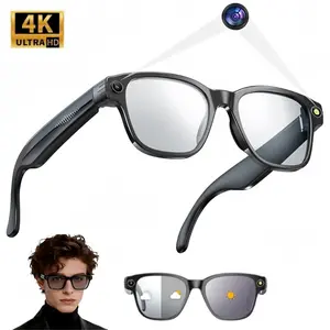 Smart glasses with 4K video recording and audio playback, unisex, Bluetooth camera glasses with 8MP resolution, HD hidden video recording, AI voice control and translation of more than 150 languages.