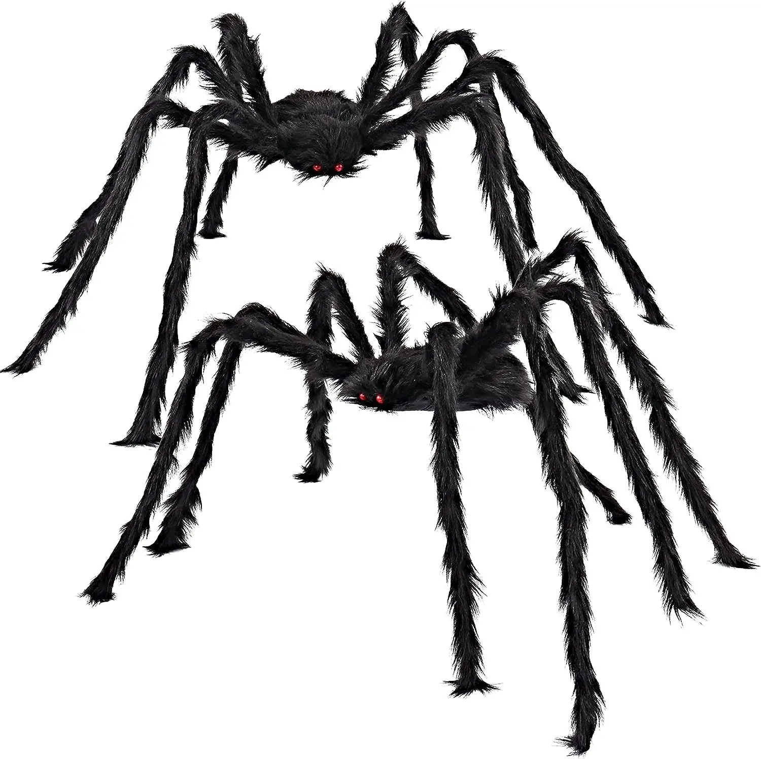 2 Pack 5 Ft Halloween Outdoor Decorations Hairy Black Spider, Scary Giant Spider, Fake Large Haunted House Props, Halloween Yard Lawn Decorations Party Indoor Decor