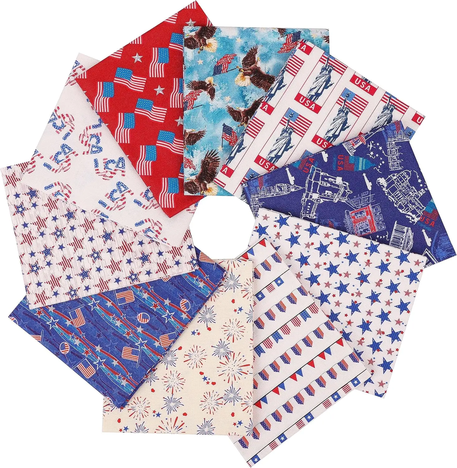 Newbrothread-Craftido 100% Cotton Plain Weave Quilt Fabric Bundles - 10pcs Fat Quarters (18"x21"), 5.2 oz Medium Weight, Breathable, Anti-Shrink, Durable Starry Sky Blocks Fabric for Quilting, Sewing, Father's Day Gift Ideas, Home Textiles, Embroidery
