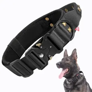 AUROTH Tactical Dog Collar, Adjustable Military Training Nylon Dog Collar with Control Handle and Heavy Quick-Release Metal Buckle for Small Medium Large Dogs