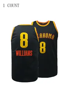 Men's Oklahoma Basketball Jersey, Loose Letter & Number Embroidered V Neck Sleeveless Basketball Jersey, Breathable Athletic Wear for Outdoor Sports