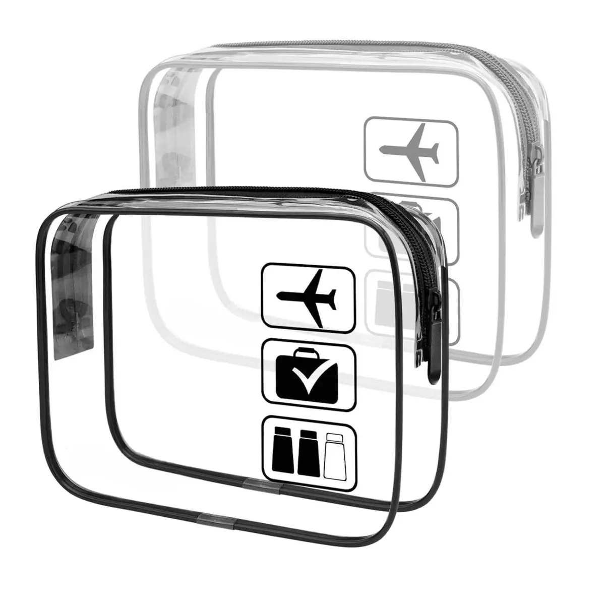 2pcs Clear Toiletry Bag TSA Approved Travel Bag,Carry On for Travel,Airport Airline Accessories ,Quart Sized Makeup Cosmetic bag Women Men