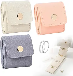 Mini Travel Jewelry Bag, Portable Foldable Mini Travel Jewelry Roll Bag with Buckle, Small Jewelry Box for Travel Essentials, Earrings, Rings, Necklaces Organiser Pack