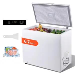 VEVOR Chest Freezer, 6.7 Cu. ft Compact Deep Freezer, Free Standing Top Open Door Chest Freezers with 2 Removable Baskets Adjustable Thermostat - Energy Saving, Low Noise Garage Ready, White