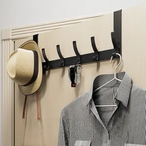 One-piece, 6 - Hook Multi - Use Hanging Rack. It Can Be Placed Over The Door or Mounted on The Wall, Perfect for Hanging Clothes, Hats, and Towels, A Versatile Home Organizer.Auxiliary Hook