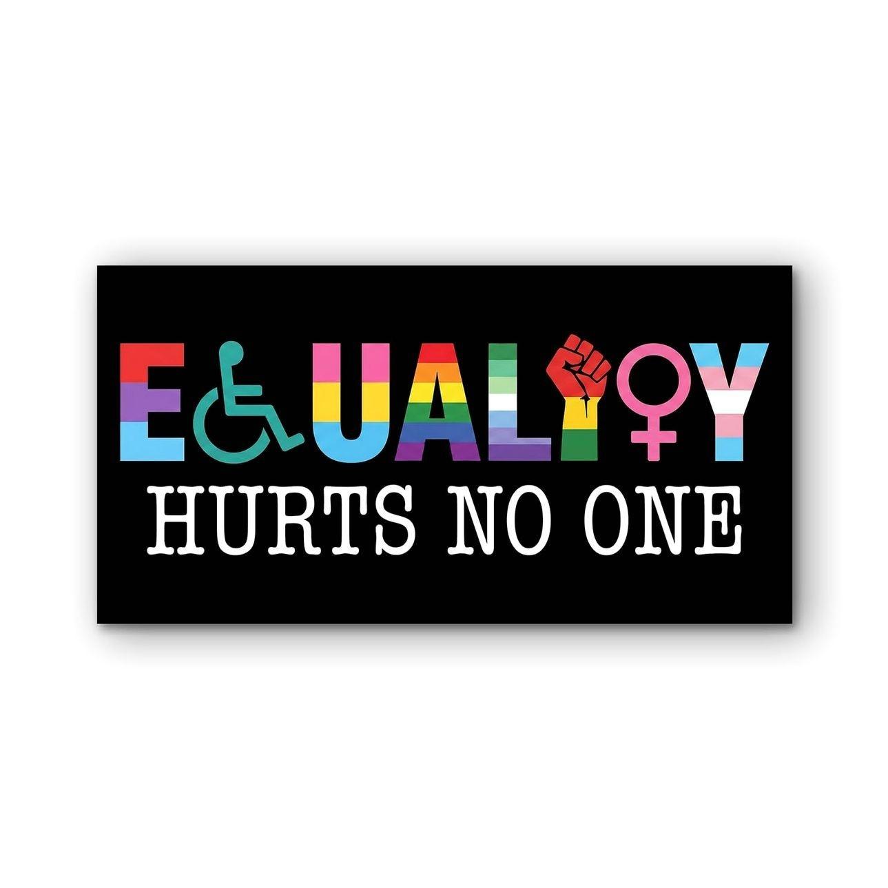 Equality Hurts No One Bumper Sticker, LGBTQ Human Rights Waterproof Vinyl Car Decal BGA Equality Hurts No One Bumper Sticker, LGBTQ Human Rights Waterproof Vinyl Car Decal BGA