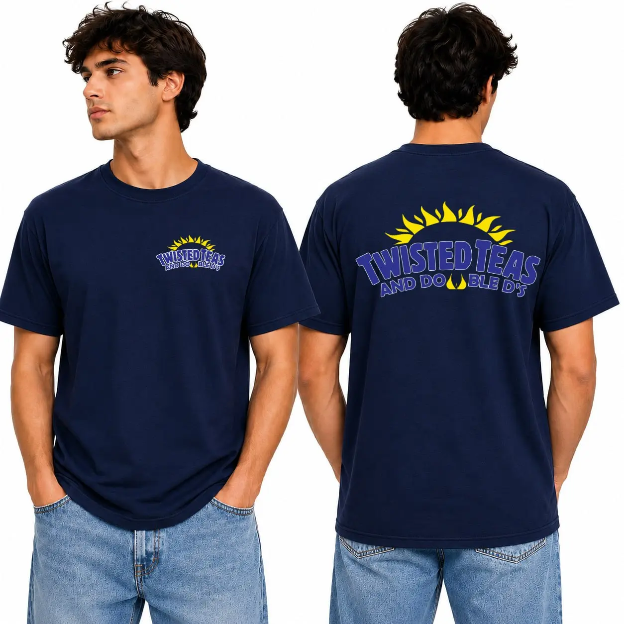 Men's Twisted Teas & Double Ds Graphic T-Shirt - Menswear Round Neck Short Sleeves Tops, Funny Drinking Summer Party Tee