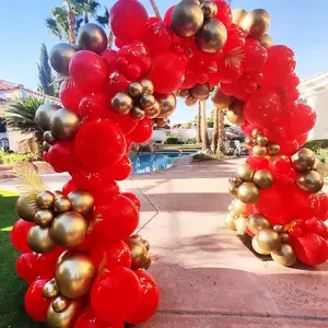 Balloon Arch Kit, 85pcs/set Red and Gold Latex Balloon, Balloon Garland Arch Kit for Anniversary Wedding Birthday Bridal Shower Decoration