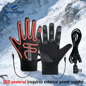 Heating Gloves USB-Powered with 3-Temperature Settings, Real-Time Heating, USB-Powered Hand Warmer for Skiing, Snowboarding, Commuting - Plug & Play (Compatible with Smartphones/Tablets/Laptops)