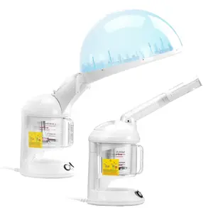 VEVOR Hair Steamer,  2-in-1 Professional Hair & Facial Steamer with Detachable Bonnet Hood, Nano Ionic & UV Ozone Face Steamer with 360° Rotatable Sprayer for Salon Spa Home Beauty