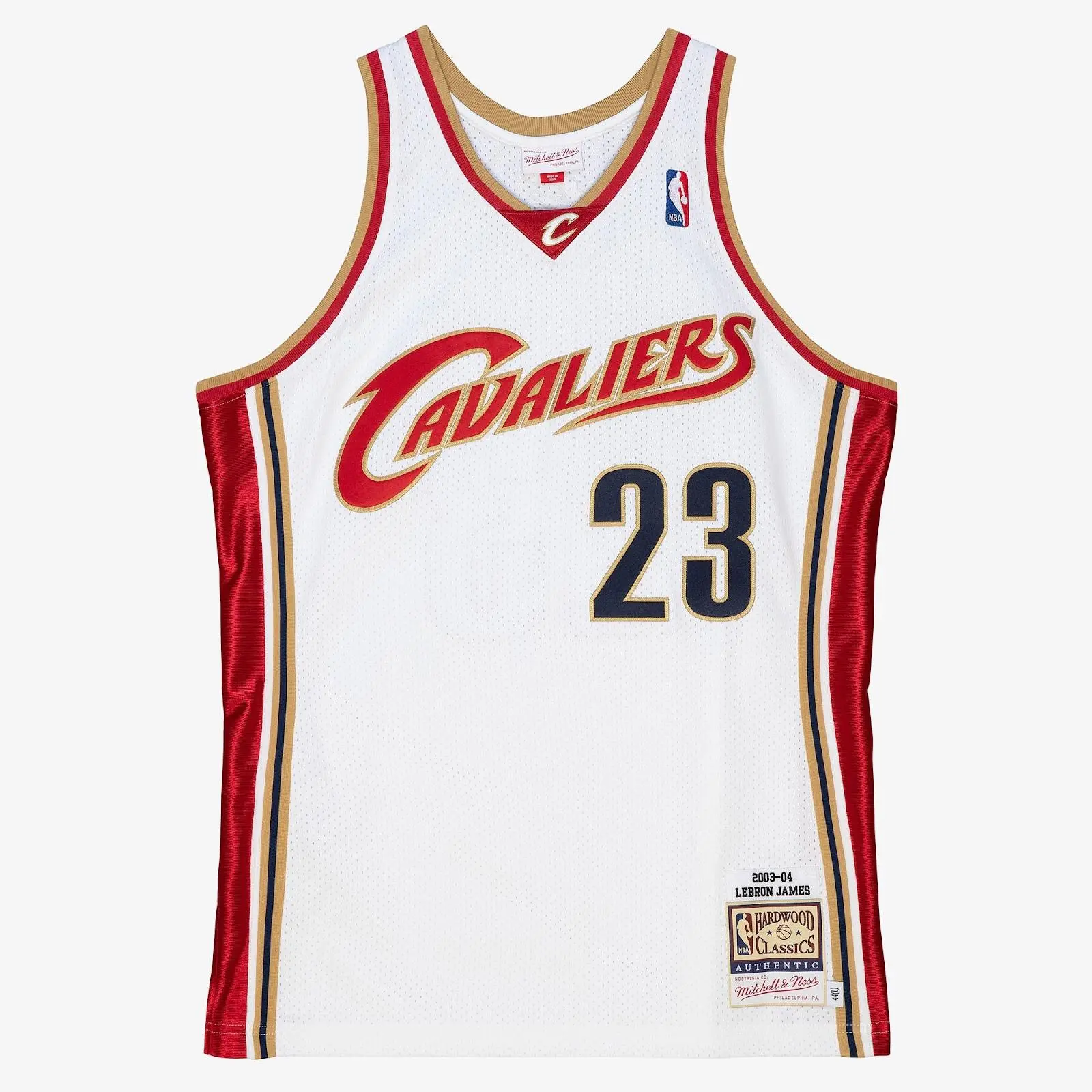 Men's LeBron James White Cleveland Cavaliers 2003/04 Authentic Jersey NBA Throwback Basketball Hardwood Classics Fan Gear Mitchell & Ness