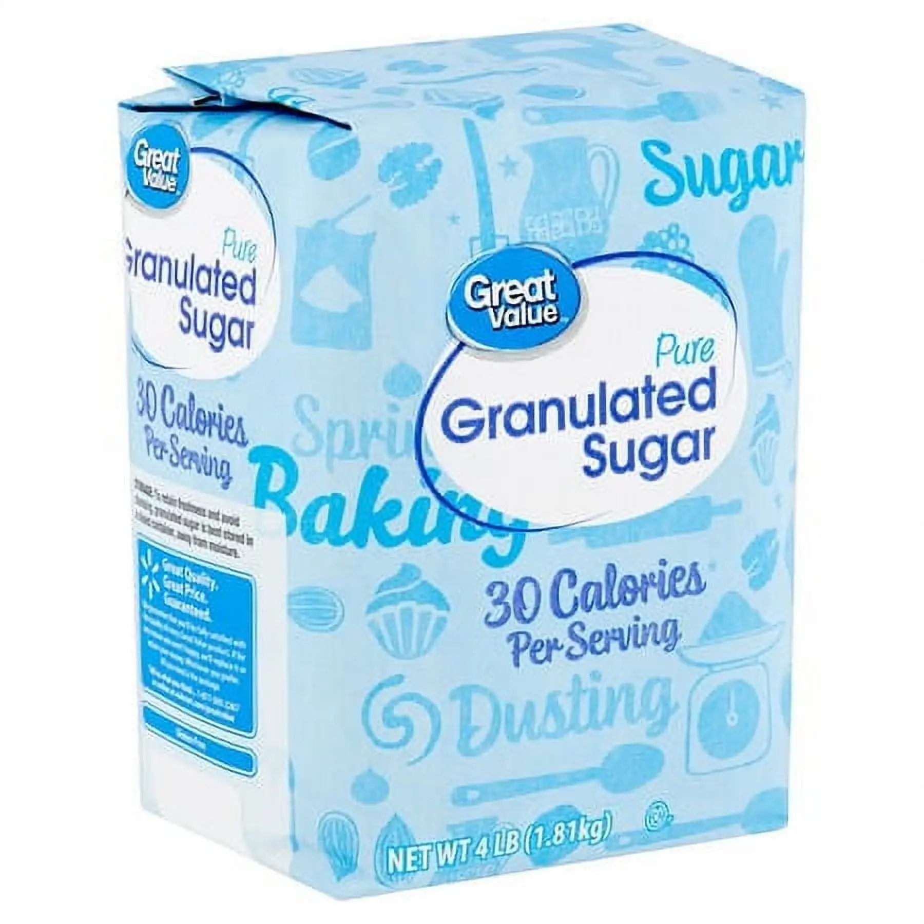 Great Value Pure Granulated Sugar, 4 lb – All-Purpose White Sugar for Baking, Cooking & Sweetening