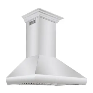 ZLINE 30 in. Professional Convertible Vent Wall Mount Range Hood in Stainless Steel with Crown Molding (587CRN-30)