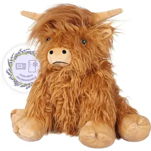 Heatable & Coolable Highland Cow Stuffed Animals Plushie, Microwavable Heating Pad for Soothing & Relaxation, Lavender Scented Cattle Plush Toys for Stress, Pain Relief, Heat pad for Cramps, Cooling Pad, Heat therapy for stomach, shoulders & Legs