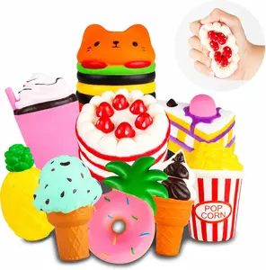 Slow Rising Jumbo Squishies Toys Set - 9 Pack Soft Squishy Hamburger Popcorn Cake Ice Cream Donut Stress Relief Squeeze Toy for Boys and Girls