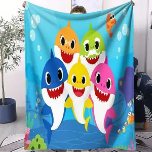 Shark Baby Blanket, Cute Cartoon, Cartoon Pattern Blanket, Suitable for Children's Sofa, Camping, Outdoor, Travel Plane Cover Carpet, Soft and Skin friendly Baby Blanket, Kid Blanket