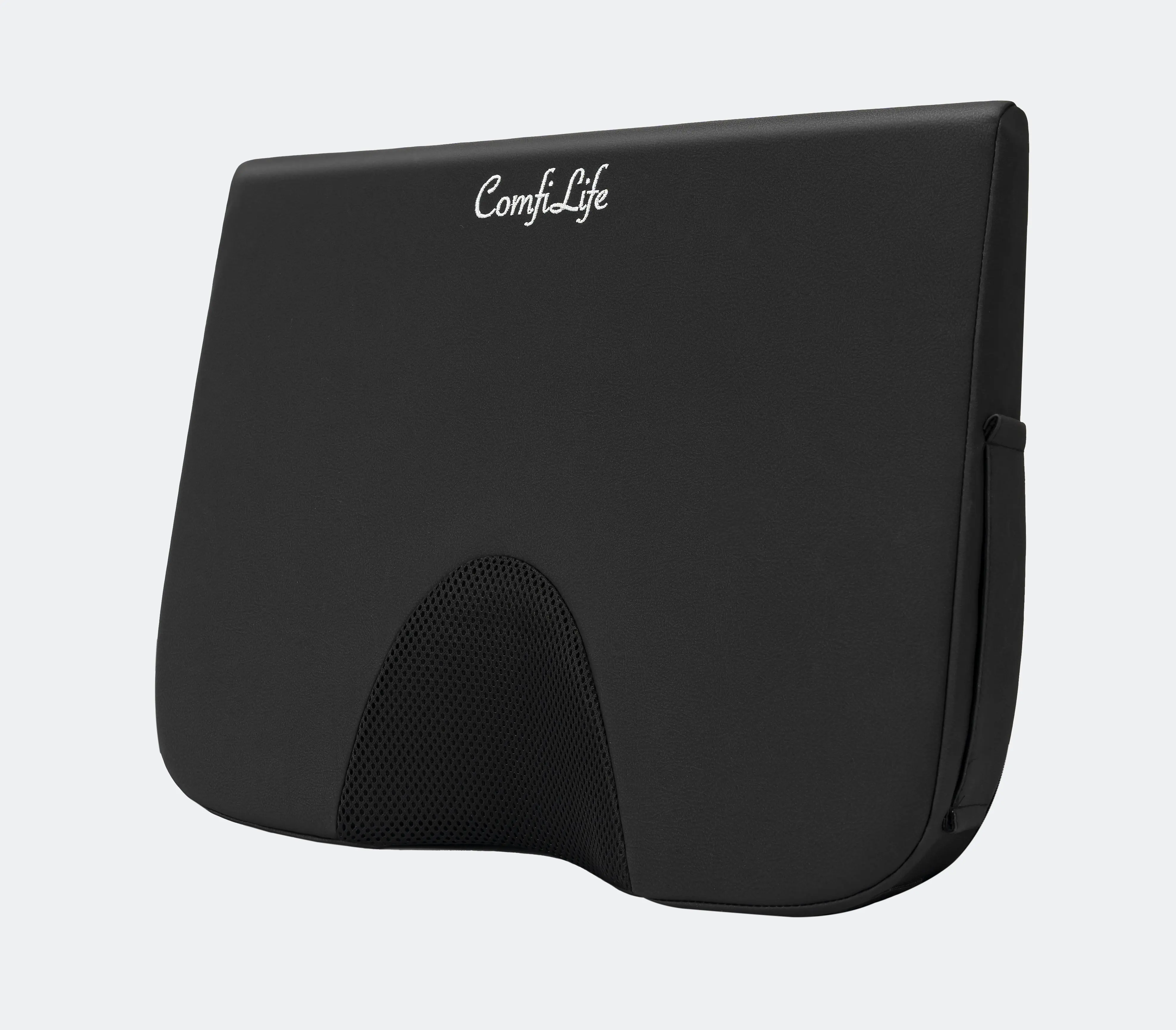 ComfiLife Premium Memory Foam Car Seat Cushion - Seat Pad, Car Interior Cushions, Adjustable Leatherette Removable Cover, Ergonomic Wedge Shape, Body Alignment Support for Truck Drivers, Office Use