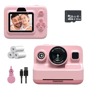 Children Instant Digital Camera for Boys Girls, Portable Camera, 1080P HD Dual Lens Selfie Camera with Print Paper & 32GB Storage Card, Christmas Birthday Gift Toy