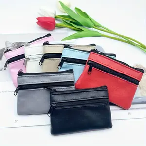 PU Leather Keychain Wallet, Portable Card Holder, Mini Coin Purse, Three-Zipper Soft Bag, Compact Design, Women's Fashion Short Wallet