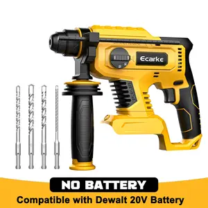Cordless Rotary Hammer Drill for Dewalt 20V Battery, 【Battery NOT Included】, Brushless SDS-Plus Hammer Drill with Safety Clutch for Concrete/Masonry, 1500 RPM, 4 Modes with 360°Auxiliary Handle, Including 4 Drill Bits