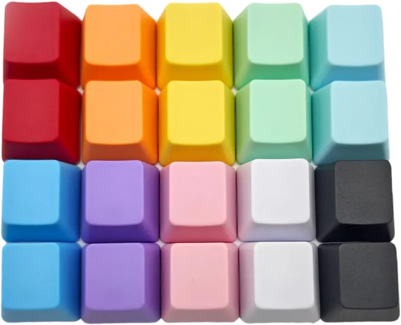 OEM Profile Blank Keycaps PBT Rainbow Mixed Colors 1U R4 Keycap for MX Switches Mechanical Keyboard (Mixed Colors, 20Pcs) Elacgap