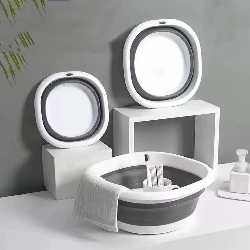 Foldable Bathroom Wash Basin, 1 Set Portable Compressed Folding Basin, Household Bathroom Supplies, Bathroom Products for Home & Dormitory, Bathroom Essentials