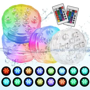 Remote-Controlled 10-Light Color-Changing Pool Light – Ambience Decor for Above-Ground Pools, Ponds, Bathtubs, Hot Tubs, Christmas, New Year & Valentine’s Day Parties, Landscape Lighting