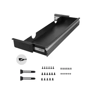 VEVOR 33 Wide Under Desk Drawer Slide Out, Under Desk Mounted Pull-out Drawer Attachment, Hidden Desktop Storage Organizer, Under Table Pencil Drawer for office Home Sit Stand Workstation, 33x9x4 in