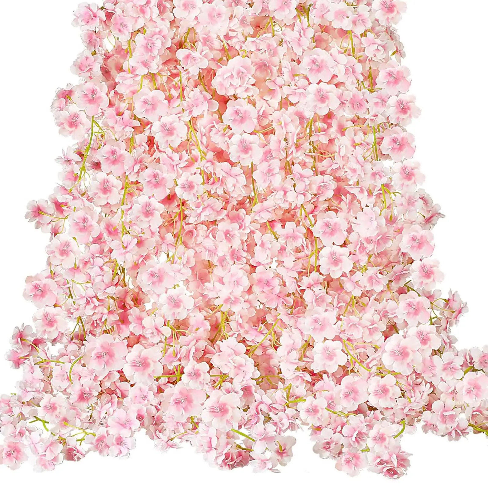 4 Pack 5.9 Ft Pink Cherry Blossom Garland, Silk Sakura Hanging Vine, Artificial Flower Vines for Wedding Party Spring Home Wall Decor