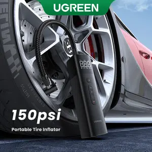 UGREEN Tire Inflator Portable Air Compressor,12V 10A DC 150PSI Air Pump (17cm Inflation Hose) with Digital Pressure Gauge for Car, Motorcycle, Bicycle, Ball.#SummerVibes outdoorfun