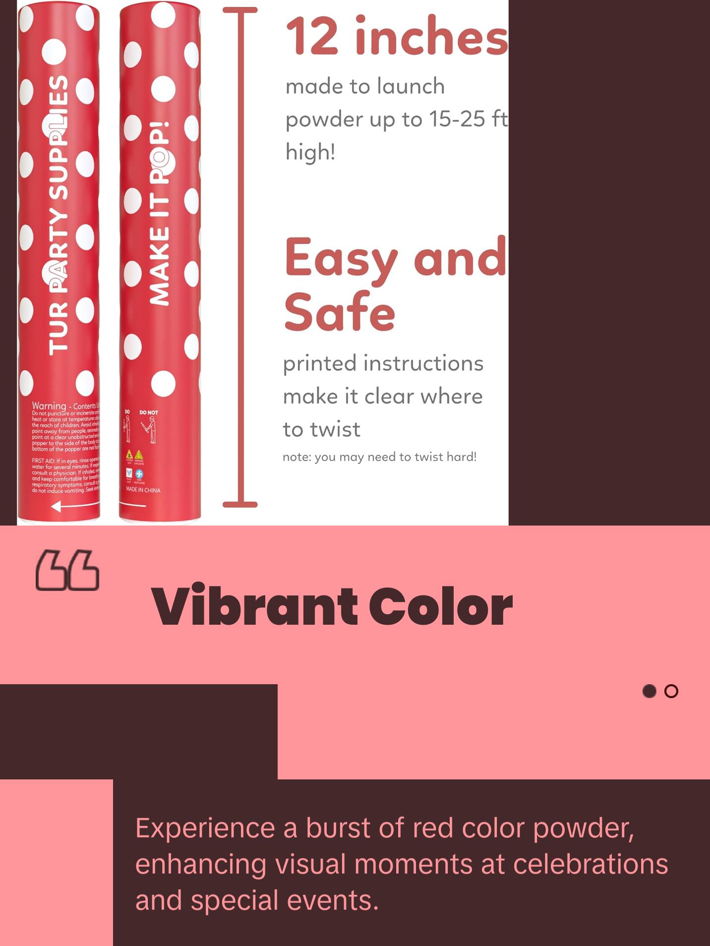 2 Pack Red Powder Cannon Poppers (12 Inch)