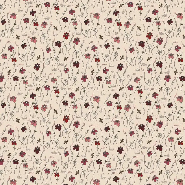Fabric Stof Cream Flowers The Sweetest Embrace by the Quarter Yard 4514-525