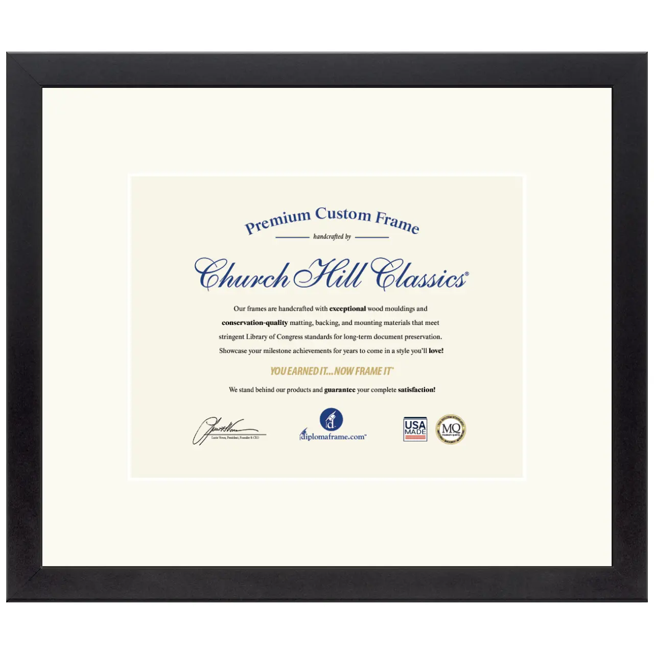 Church Hill Classics Metro Diploma Frame 8.5 x 11 Museum-Quality Matting Handcrafted in USA with Level-Lock Hanging System