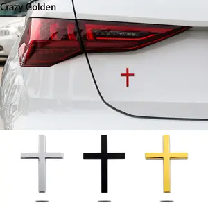 2/4PCS-3D Dimensional Cross Emblem — Self-Adhesive Decorative Decal (Scratch Cover) — Personalized Side Badge