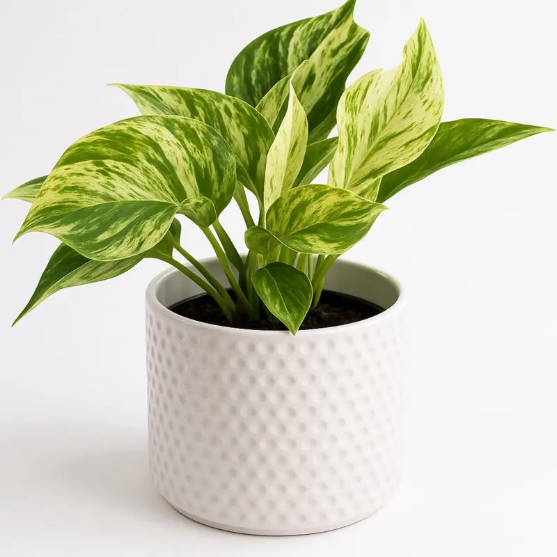 Marble Queen Pothos 4 Inch Epipremnum aureum Houseplant with Creamy-White & Green Marbled Leaves, Ideal for Climbing Supports and Shelves