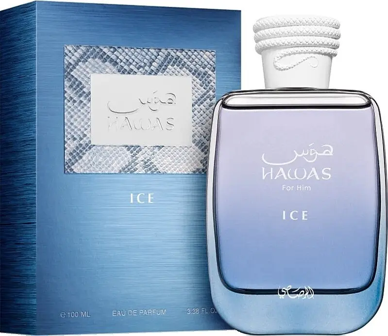 Rasasi Hawas Ice EDP for Men, 100ml - Woody Aromatic Fragrance with Fruity Citrus, Italian Lemon & Amber Notes, Aromatic Cologne, Fragrances, Daily Wear, Men's Fragrance