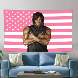 Norman Reeduss Flag Daryl Dixo Flag Pink American Flag The Walking Dead Poster Wall Hanging Tapestry Room Decorroom decortapestry gifts for boyfriendwall decor flags