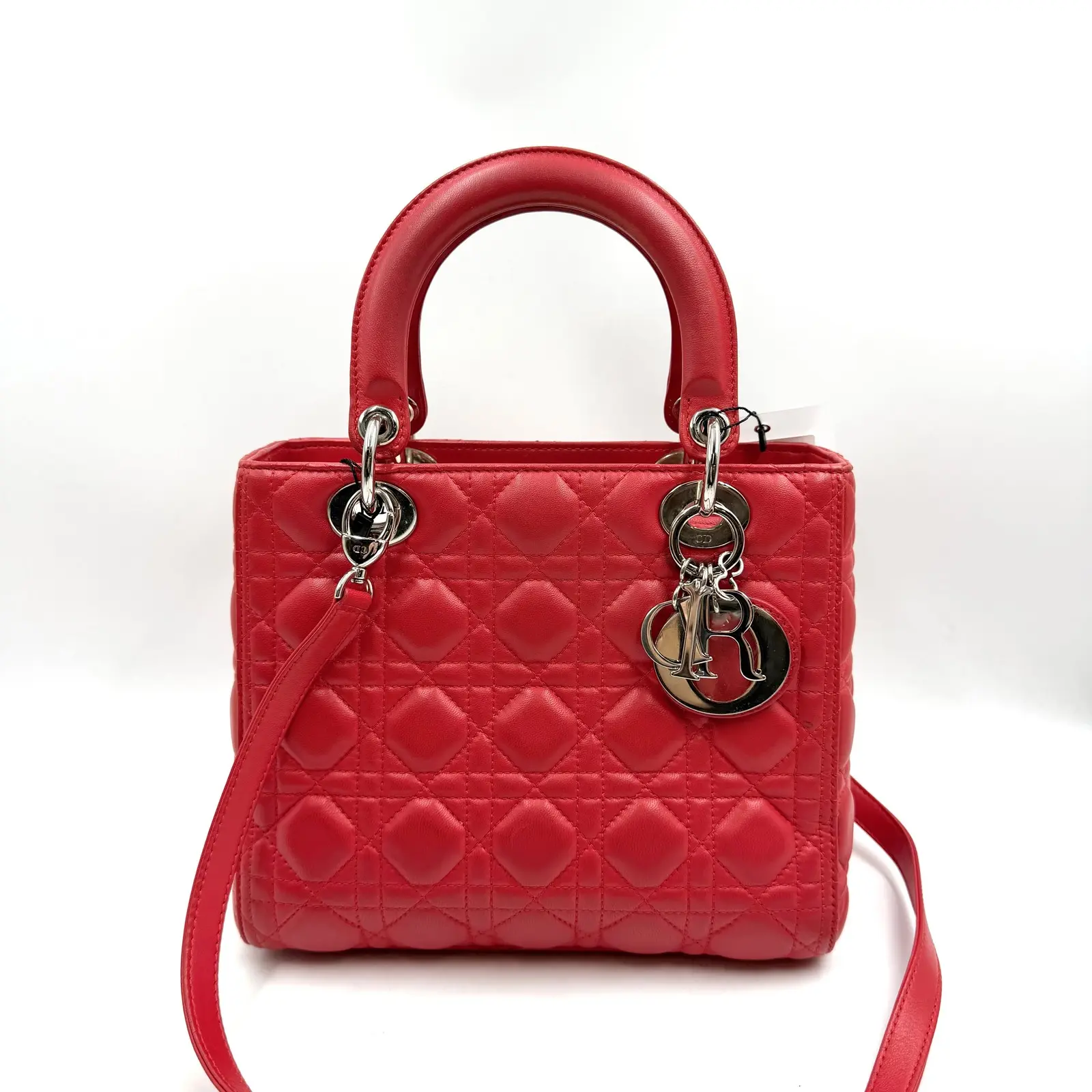 Pre-owned Dior AS SHOWN Clutches & Wristlets HZ 3182 Lady Lambskin Cannage quilting Handbag 26.04.12