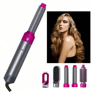 5-in-1 Hot Air Styler, Upgraded Strong Suction Multi-Functional Hair Dryer with Ion Technology, 30MM & 40MM Straight/Curling Iron Head Changer, Holiday Gift