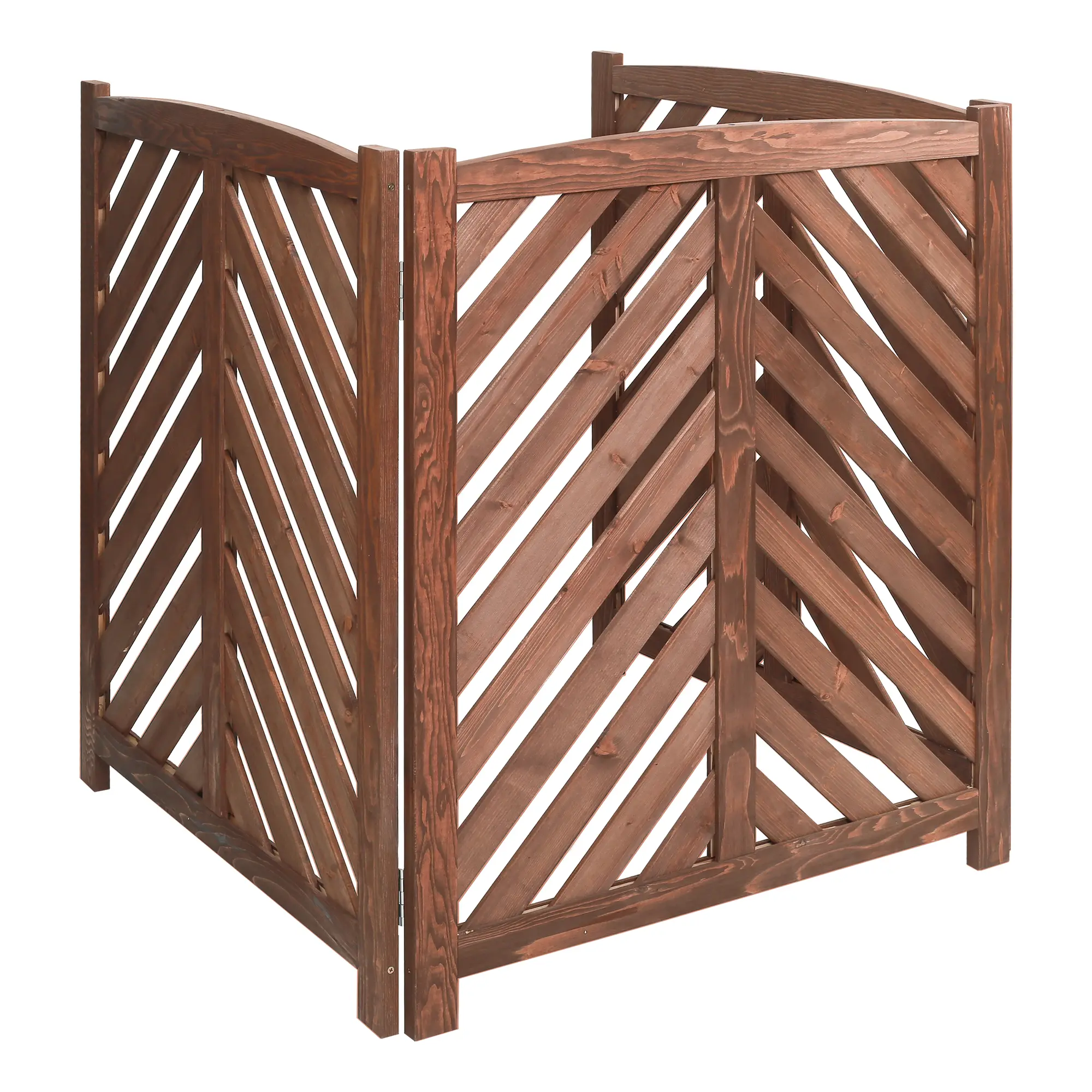 Freestanding Cedar Solid Wood Lattice Panel Air Conditioner Screen - 3 Panels, 33"W x 38"H, Open Airflow for Hiding Outdoor AC & Trash Enclosure, Fixed Size